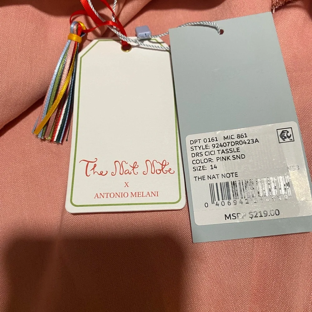 Antonio Melani 12, 14Pink Nat Note Cici Tassel Linen Maxi Dress Sleeveless NWT - Picture 10 of 16